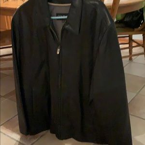 Men’s black leather coat
